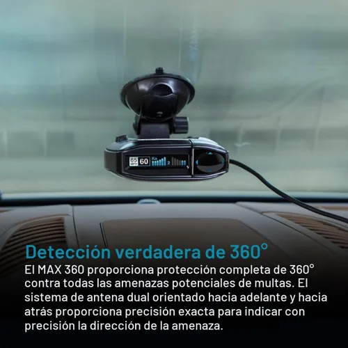 Vista 2 de Detector de radar láser Escort MAX 360 - GPS, alertas direccionales, antena dual delantera y trasera, conectividad Bluetooth, alertas de voz