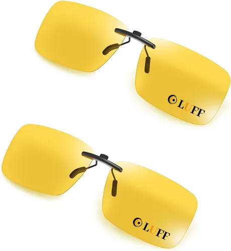 Vista 7 de LUFF Polarized/Night Vision Clip on Sunglasses/Myopia Glasses for Driving Black-Yellow