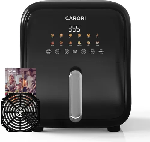 Vista 9 de CARORI Freidora de aire de 6 cuartos con ventana de visión, 12 preajustados, gran capacidad, 400 ℉ máximo crujiente, 1700 W comidas rápidas incluso