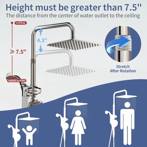 Vista 4 de SINGSUO Filtered Rain Shower Head with Handheld Spray Combo, High Pressure Dual Shower Head with Filter for Hard Water, Modern Magnetix Double