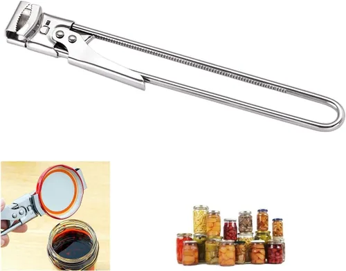 Vista 7 de Abrelatas de acero inoxidable ajustable para manos débiles, abridor de latas de acero inoxidable ajustable, abridor de tapas herméticas, accesorios