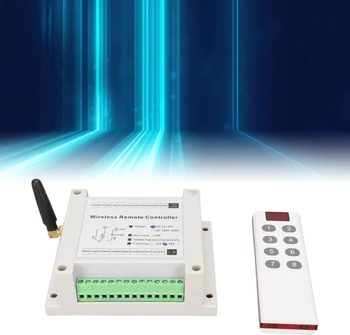 Vista 5 de Tablero de relé de canal, relé de 8 canales, 8CH 10A DC 12V-36V Control de lámpara Módulo de relé de interruptor de radio con control remoto