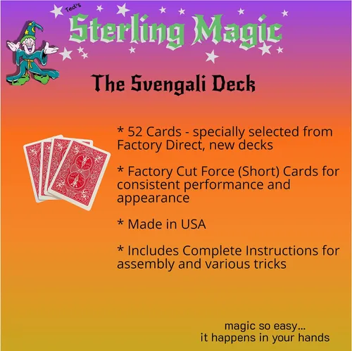 Vista 3 de Ted's Sterling Magic Bicicleta Svengali Deck Trick en la parte trasera roja, traje de espadas, elige tu carta de fuerza (cuatro)