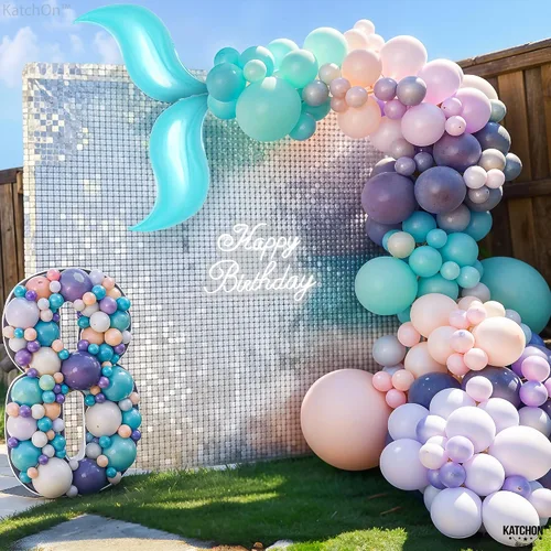 Vista 7 de KatchOn Globo azul con cola de sirena de 25 pulgadas, paquete de 6, globos para guirnalda de sirena, globo de aluminio para decoraciones