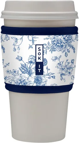 Vista 220 de Sok It HotSok Coffee & Tea - Funda de neopreno con aislamiento reutilizable (floral abstracto)