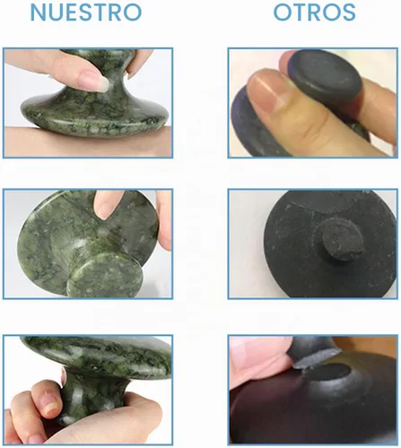 Vista 6 de gemshan Piedra de masaje, rocas calientes naturales de 3.5 pulgadas, herramienta de masaje corporal Gua Sha para masaje de celulitis, drenaje Verde