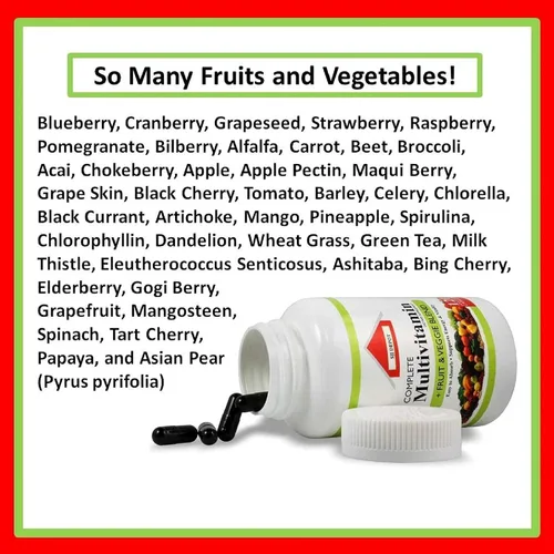 Vista 3 de 120 cápsulas líquidas multivitamínicas de frutas y verduras, multivitaminas cargadas, suplementos, múltiples vitaminas tienen muchos antioxidantes