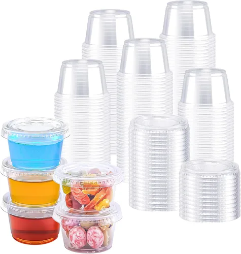 Vista 9 de BYSNOW 360 juegos de vasos de gelatina de plástico de 4 onzas con tapas