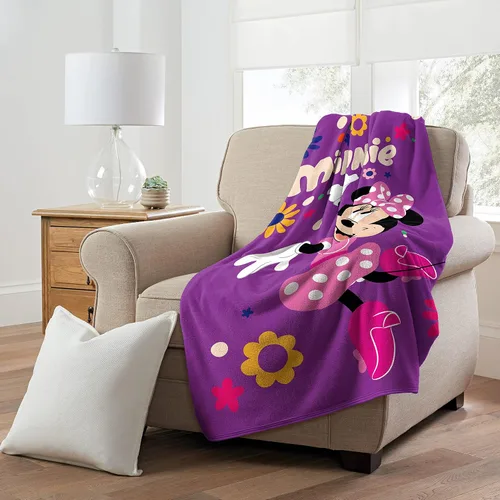 Vista 4 de Northwest Minnie Mouse Micro Raschel - Manta de 46 x 60 pulgadas, flores que caen