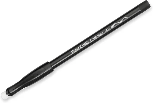 Vista 3 de Paper Mate EraserMate - Bolígrafo borrable, punta media, color negro, caja de 12