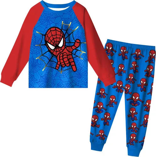 Vista 2 de QASALOP Conjunto de pantalones de manga larga de dibujos animados para niño, 2 piezas, ropa de juego de dibujos animados lindos para niños de 3 a 12