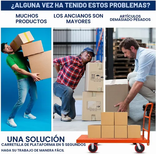 Vista 5 de 5Seconds Carrito de plataforma industrial carrito de 3300 libras, resistente, 60 x 30 pulgadas, plataforma de mano, carrito de empuje, placa