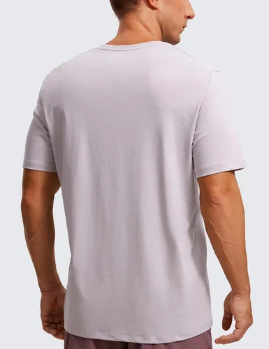 Vista 2 de CRZ YOGA Camiseta de manga corta de algodón y poliéster para hombre, ajuste clásico, informal, para entrenamiento, suave, de primera calidad