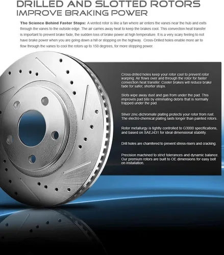 Vista 4 de Callahan Brake Parts Kit de frenos delanteros y traseros para Ford F-150 2012-18 - Rotores de disco perforados y ranurados con pastillas de freno