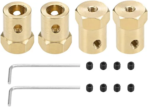 Vista 7 de uxcell Acoplador hexagonal de 0.118 in con motor de orificio hexagonal de latón conector de acoplamiento para ruedas de automóvil, neumáticos, motor