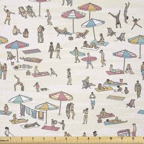 Vista 157 de Lunarable Tela de animales de The Yard, caras de gato y perro, mejores amigos, Bulldog Beagle, Labrador, Calico Kitty impresión, tela de satén