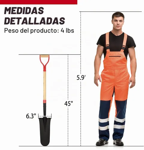 Vista 7 de Nohovu Pala para Excavar, Pala Resistente con Mango en D, Pala de Zanja para Jardinería, 45 Pulgadas