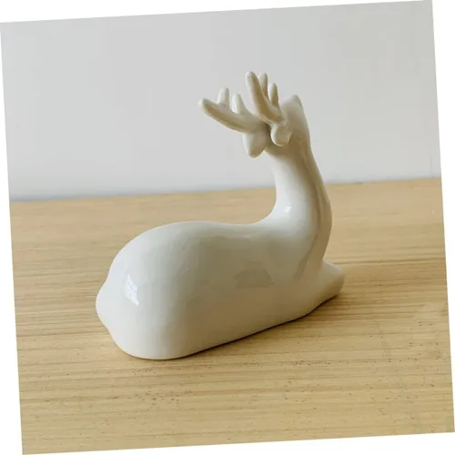 Vista 7 de Estatuilla de decoración de escritorio de cerámica, pareja, estatua de ciervo, mini oficina, tienda, habitación, adorno para el hogar, escultura