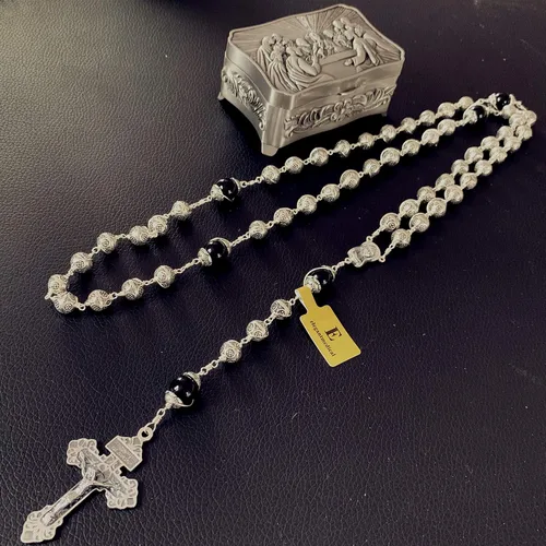 Vista 7 de elegantmedical Rare Bali - Cuentas de plata de ley 925 para hombre y mujer, rosario, crucifijo cruz, caja de regalo, Ágata