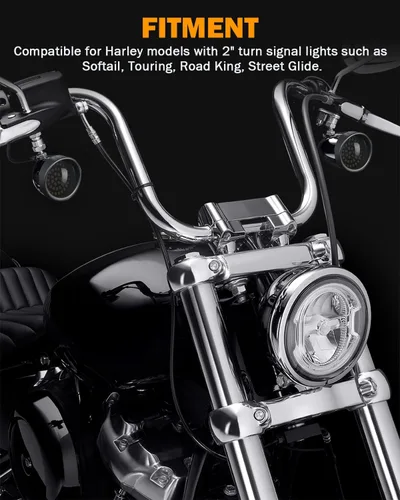 Vista 5 de PBYMT Cubierta de lente de señal de giro ahumada con visera negra de 2 pulgadas, biseles estilo visera bala compatible con Harley Touring Softail