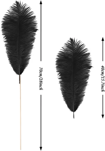 Vista 5 de VIJIV Plumas de avestruz grandes de color negro natural, 10 piezas, kit de fabricación de plumas de 28 pulgadas de largo para manualidades, flores