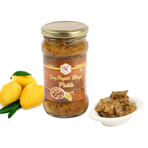Vista 5 de TAJ Picante Punjabi Mango Pickle, (Theeka Achar), 10.5oz (300g)