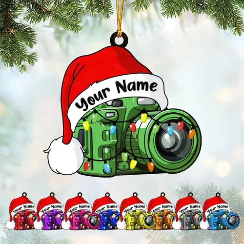 Vista 16 de Adorno personalizado para cámara, adornos de cámara personalizados para árbol de Navidad, cámara de película, adorno de Navidad, adorno