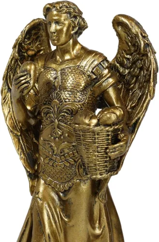 Vista 2 de Ebros - Estatua de arcángel de la iglesia católica bizantina Barachiel de 8 pulgadas de alto, figura de San Barachiel el Arcángel con placa