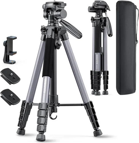 Vista 11 de CAMBOFOTO Trípode para cámara de 30", Trípode profesional de aluminio resistente para cámara sin espejo/DSLR/Teléfono celular/Videocámara