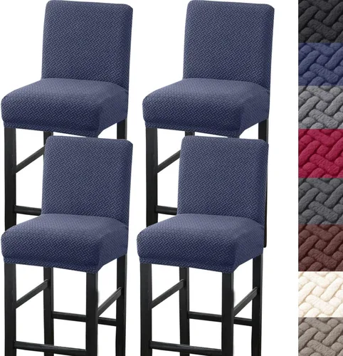 Vista 19 de HFCNMY Fundas para taburetes de bar, paquete de 2 fundas elásticas para taburetes de bar con respaldo, fundas de taburete de bar de jacquard