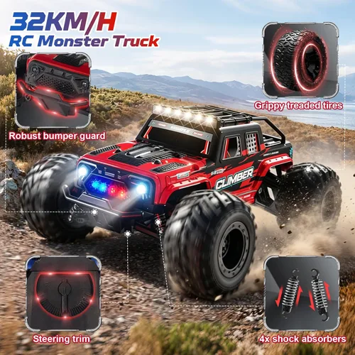 Vista 3 de Gohero Camión monstruo RC 32KM/H 1/18 Offroad Azul y rojo