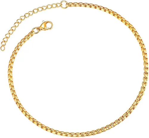 Vista 11 de ChainsPro - Pulsera de tobillo ajustable para mujer y hombre, estilos fígaro, trigo, bizantina, espiga, cubano, con cierre resistente, chapada