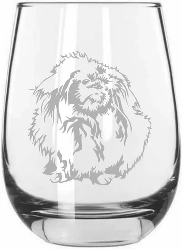 Vista 328 de Shar Pei (chino) - Vaso de vino sin tallo grabado para perro, 15.25 onzas