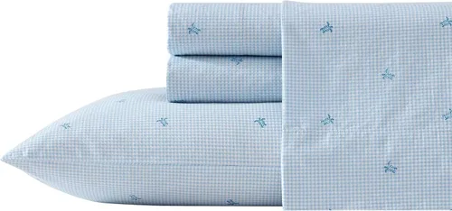 Vista 9 de Laura Ashley - Juego de sábanas individual, ropa de cama de percal de algodón fresca y suave con bolsillos profundos, ligera para comodidad durante