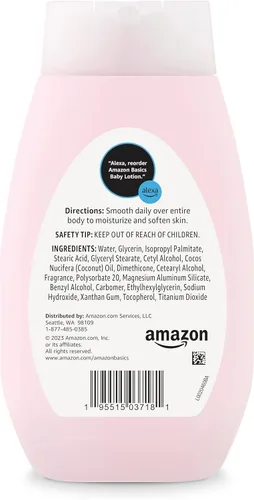 Vista 2 de Amazon Basics Loción para bebé, suave y delicada, ligeramente perfumada, 13.6 fl oz (paquete de 1) (anteriormente Solimo)