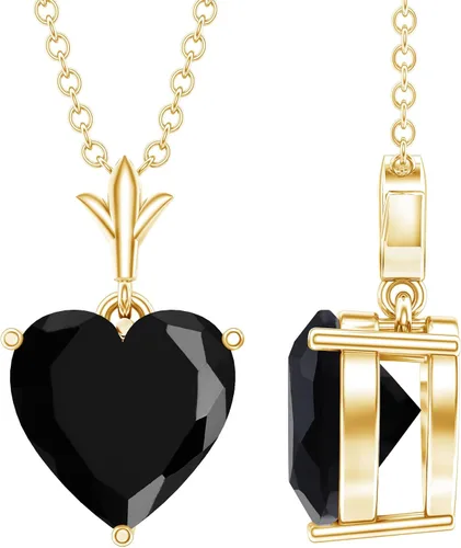 Vista 10 de Natural 2 Ct Black Onyx Heart Necklace with Chain, AAA Quality Negro