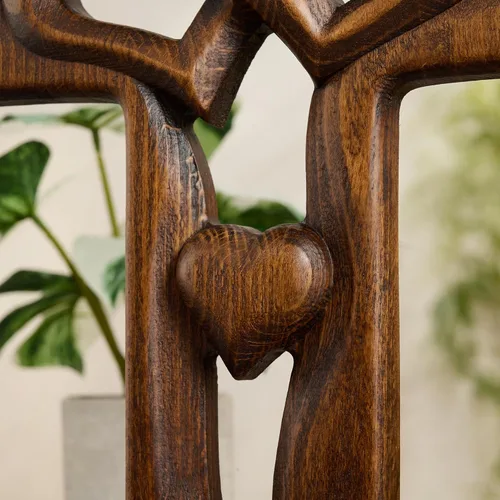 Vista 7 de BGCOPPER Cruz de matrimonio Decoración de pared Cruz de pared de corazón entrelazado de madera Retro