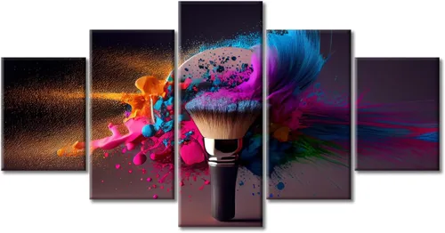 Vista 31 de Póster abstracto de labios de niña, cuadros dorados sobre lienzo, arte de pared, hermosos pósteres e impresiones en lienzo de 5 piezas, arte