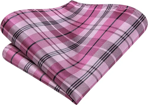 Vista 141 de Hi-Tie Corbata clásica de cachemira para hombre con pañuelo y gemelos a cuadros