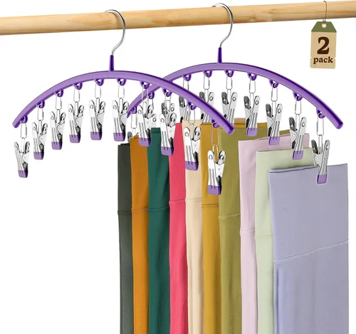 Vista 14 de Organizador de leggings para armario, perchas de metal para pantalones de yoga, 1 paquete con 10 clips con capacidad para 10 leggings, organizador