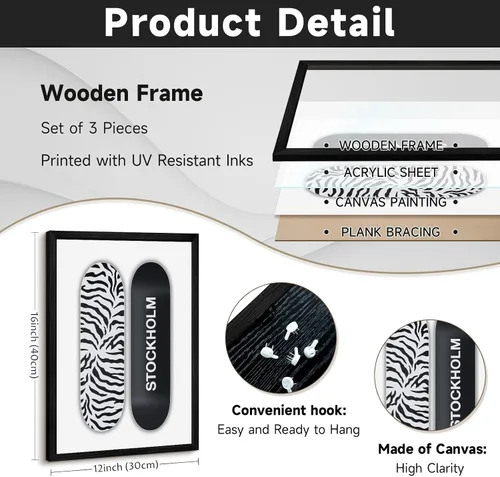 Vista 2 de Arte de pared de leopardo de moda, decoración de pared de guepardo blanco y negro, pósteres de lienzo estéticos de moda, impresiones de estocolmo