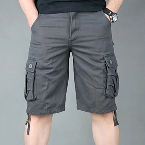Vista 2 de Dealovy Novedad Pantalones Cortos con cremallera para Hombre Botón Bolsillos múltiples Frente Plano Medio pantalón Pantalón