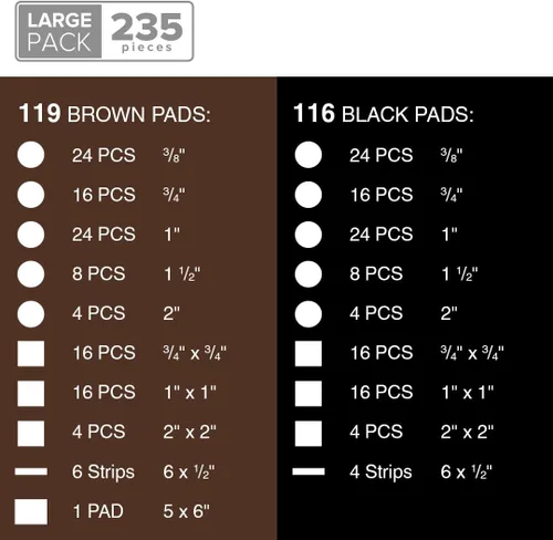 Vista 5 de ¡235 almohadillas de fieltro para muebles marrones y negras X-Protector! Gran cantidad de almohadillas para muebles para pisos de madera dura – ¡Tus