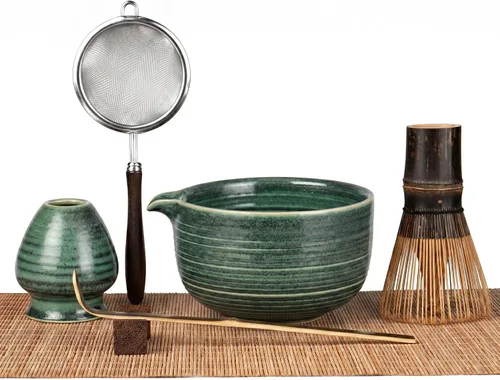 Vista 12 de Juego de batidor de matcha, kit de 5 piezas con cuenco de cerámica matcha, batidor de bambú, cuchara, juego completo de té Matcha perfecto
