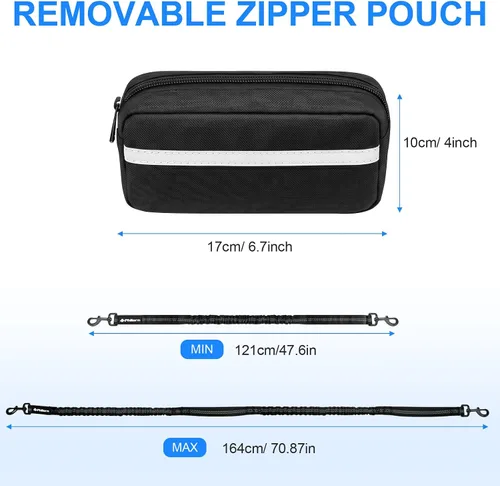 Vista 2 de Philorn Correa de perro manos libres con bolsa, correa de cintura ajustable para pasear perros, correas de correr para perros medianos y grandes