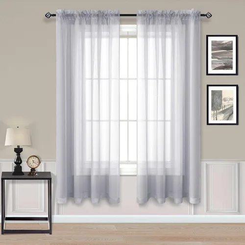 Vista 45 de Cortinas traslúcidas negras de 45 pulgadas de largo para ventanas de baño, juego de 2 paneles, cortinas de media ventana para cocina y dormitorio