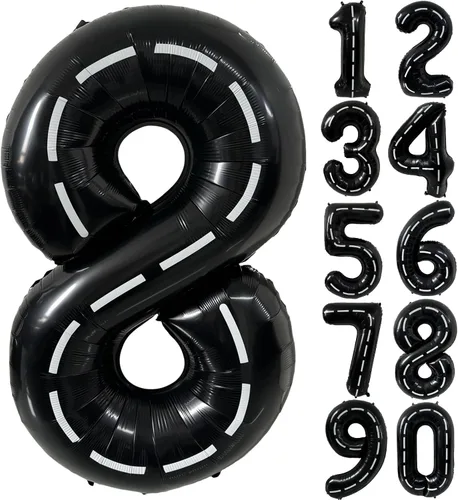 Vista 185 de Globos gigantes de helio de aluminio de 40 pulgadas, color negro, globos digitales grandes del número 0 para decoración de fiesta de cumpleaños