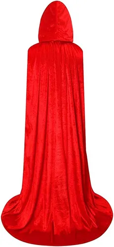 Vista 3 de Bata unisex con capucha de longitud completa, capa larga de terciopelo, disfraz de cosplay