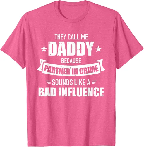 Vista 32 de Call me dad partner in crime bad influence camiseta divertida regalo papá, Negro, S