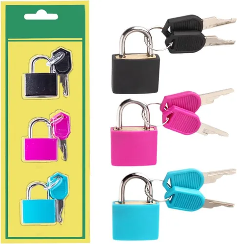 Vista 8 de 3 piezas de pequeñas cerraduras sólidas de latón con llaves, mini cerraduras de llave para cerraduras de equipaje, pequeñas cerraduras